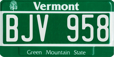 VT license plate BJV958