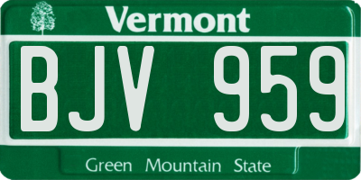 VT license plate BJV959