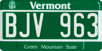 VT license plate BJV963