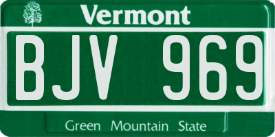 VT license plate BJV969