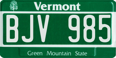VT license plate BJV985