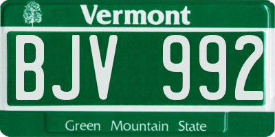 VT license plate BJV992