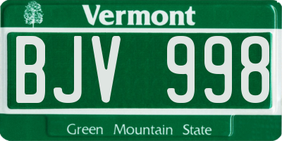 VT license plate BJV998