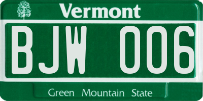 VT license plate BJW006