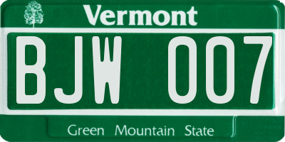 VT license plate BJW007
