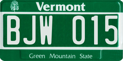 VT license plate BJW015