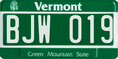 VT license plate BJW019