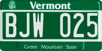VT license plate BJW025