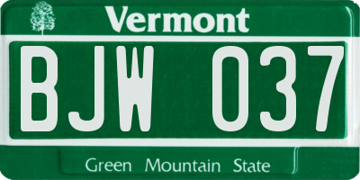 VT license plate BJW037