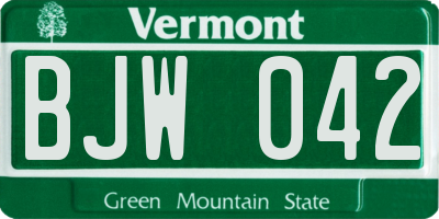 VT license plate BJW042