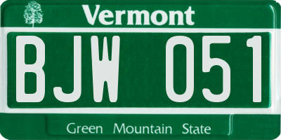 VT license plate BJW051