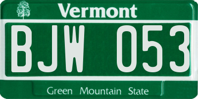 VT license plate BJW053