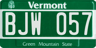 VT license plate BJW057