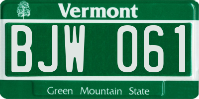 VT license plate BJW061