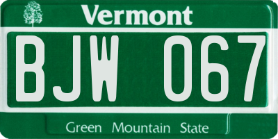 VT license plate BJW067