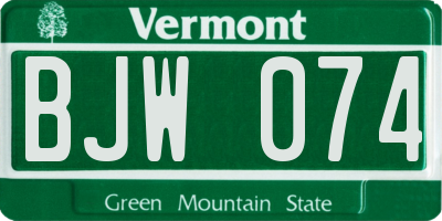 VT license plate BJW074