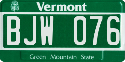 VT license plate BJW076