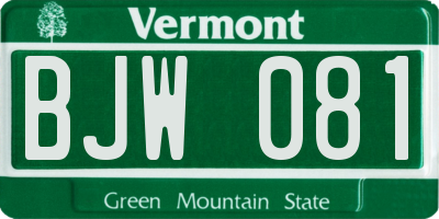 VT license plate BJW081
