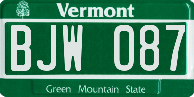 VT license plate BJW087