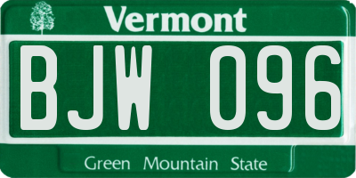 VT license plate BJW096