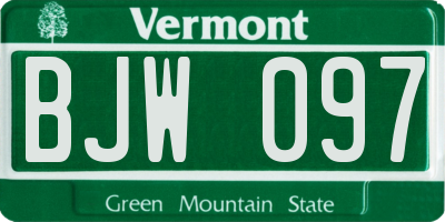VT license plate BJW097