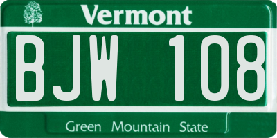 VT license plate BJW108