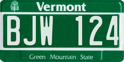 VT license plate BJW124
