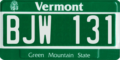 VT license plate BJW131