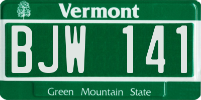 VT license plate BJW141