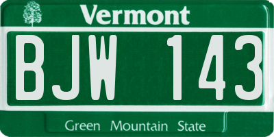 VT license plate BJW143