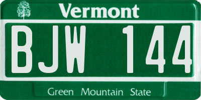 VT license plate BJW144