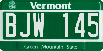 VT license plate BJW145