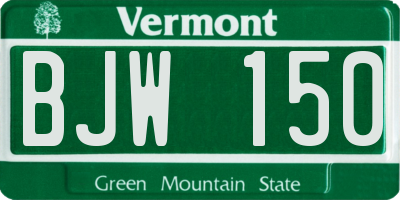 VT license plate BJW150