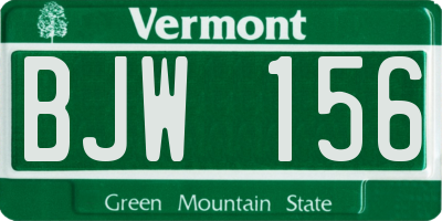 VT license plate BJW156