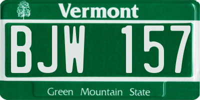 VT license plate BJW157