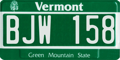 VT license plate BJW158