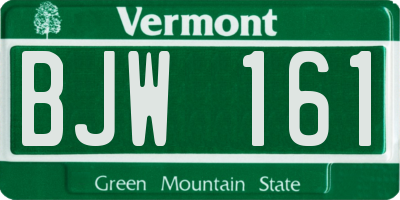 VT license plate BJW161