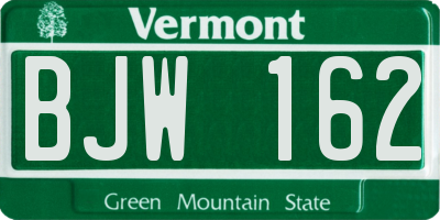 VT license plate BJW162