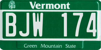 VT license plate BJW174