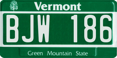 VT license plate BJW186