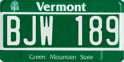VT license plate BJW189