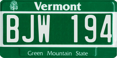 VT license plate BJW194