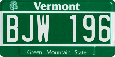 VT license plate BJW196