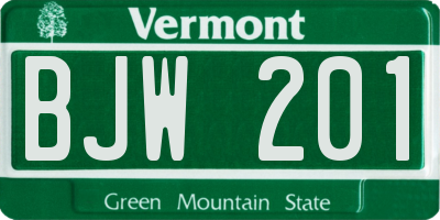 VT license plate BJW201