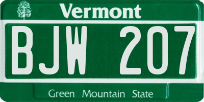 VT license plate BJW207