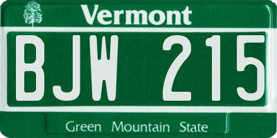 VT license plate BJW215