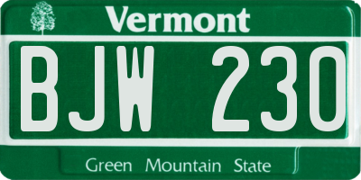 VT license plate BJW230