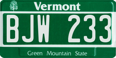 VT license plate BJW233
