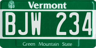 VT license plate BJW234