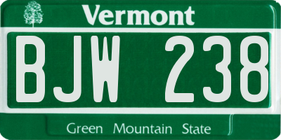 VT license plate BJW238